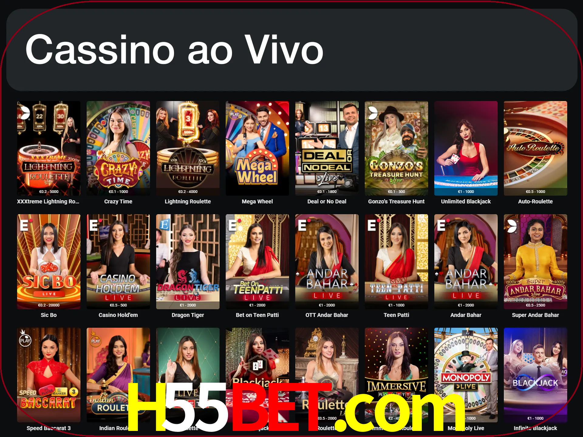 Jogue jogos de cassino com um verdadeiro dealer.